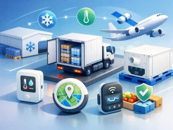 Wireless sensors and devices for cold chain cargo tracking and risk management.